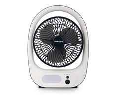 Mellerware Fan Rechargeable Desktop Plastic White 7In 7W "Light Wave"